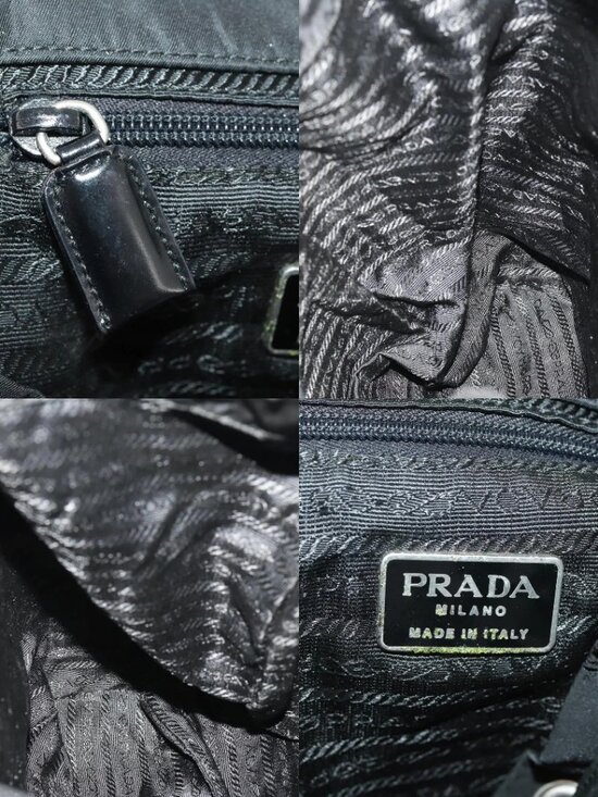 PRADA Backpack Nylon Black Silver Auth 174569